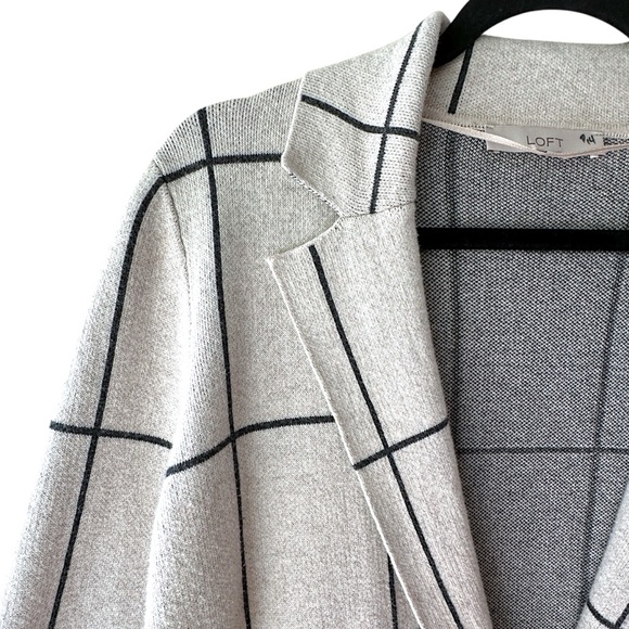 LOFT | NWOT RELAXED WINDOW PANE COTTON SWEATER BLAZER OPEN FRONT | MEDIUM - Picture 4 of 10